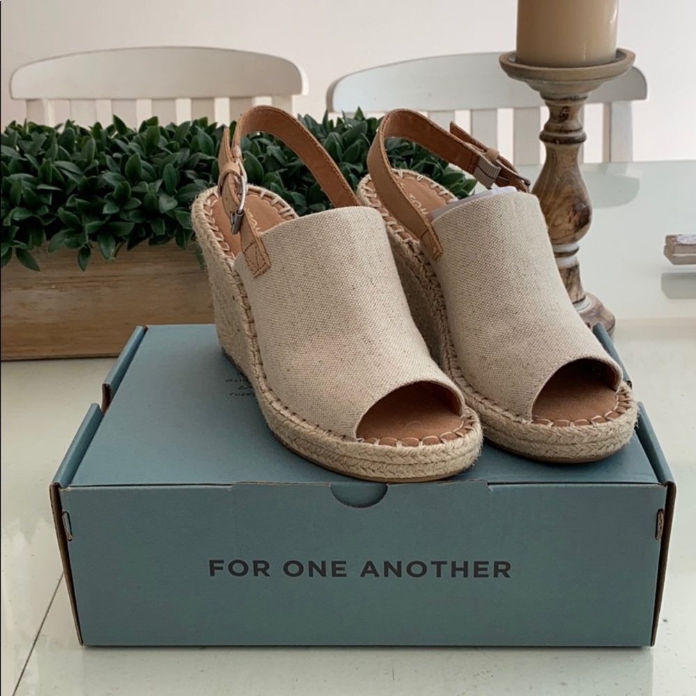 Toms Wedges- Monica Natural Oxford